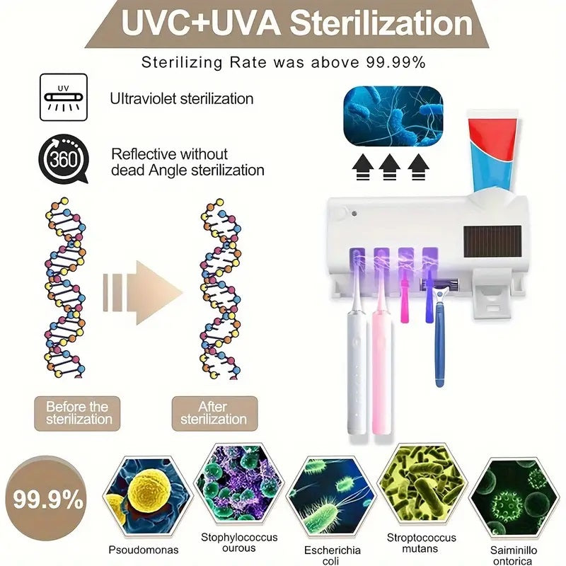 Smart UV-Licht Sterilisator Zahnbürstenhalter, Wandmontage Zahnpastaspender