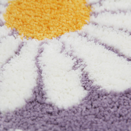 Feblilac Süße Gänseblümchen Badematte, Lila Blumenteppich Badezimmer