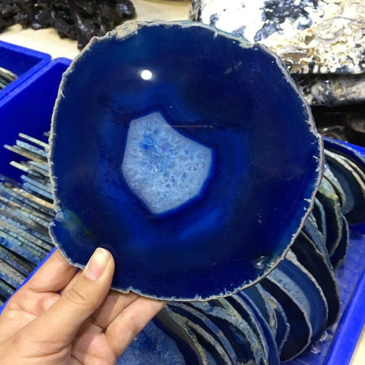 Blaue Achat-Kristallscheibe