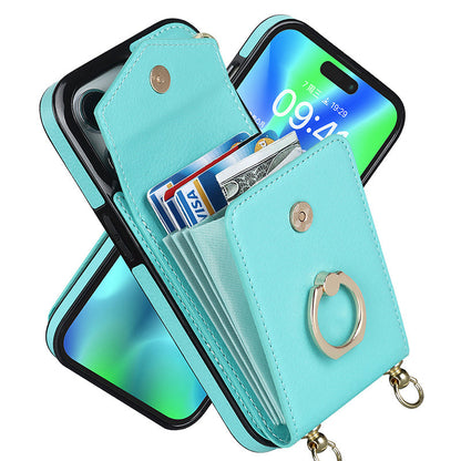 Frendorf | Leder Geldbörse Hülle mit Ring & Lanyard für iPhone