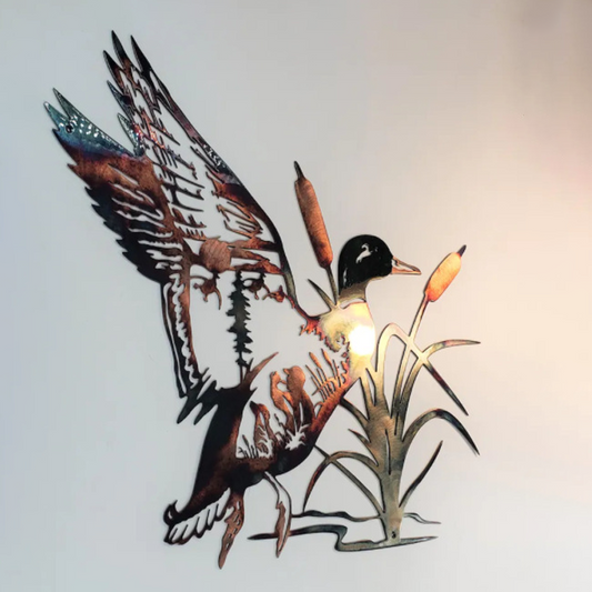 Frendorf | Solo Mallard Jagd & Forellenfischen Szene Kreative Metall Wandkunst Handwerk
