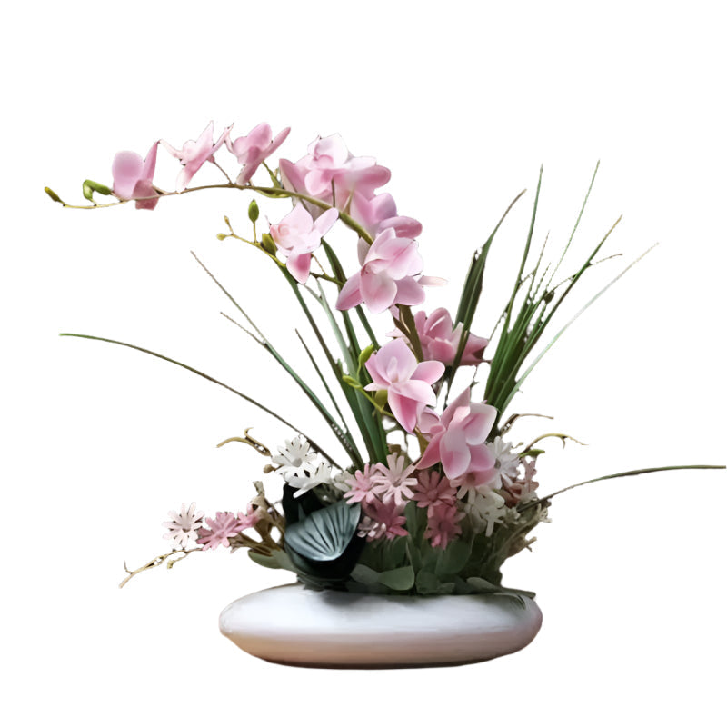 Frendorf | OrchidElegance künstliches Orchideensortiment – Lebensechte Blumenarrangement in einer modernen Vase