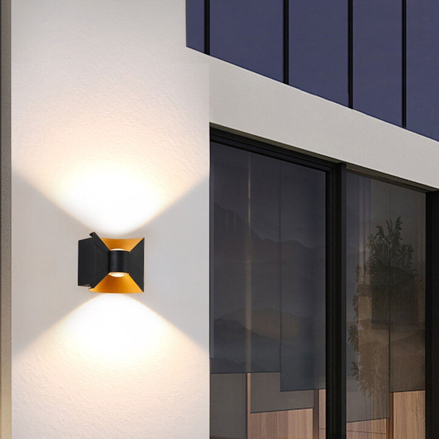 Moderne kreative Aluminium quadratische Doppelkopf Außenbalkon Wandleuchte lampe