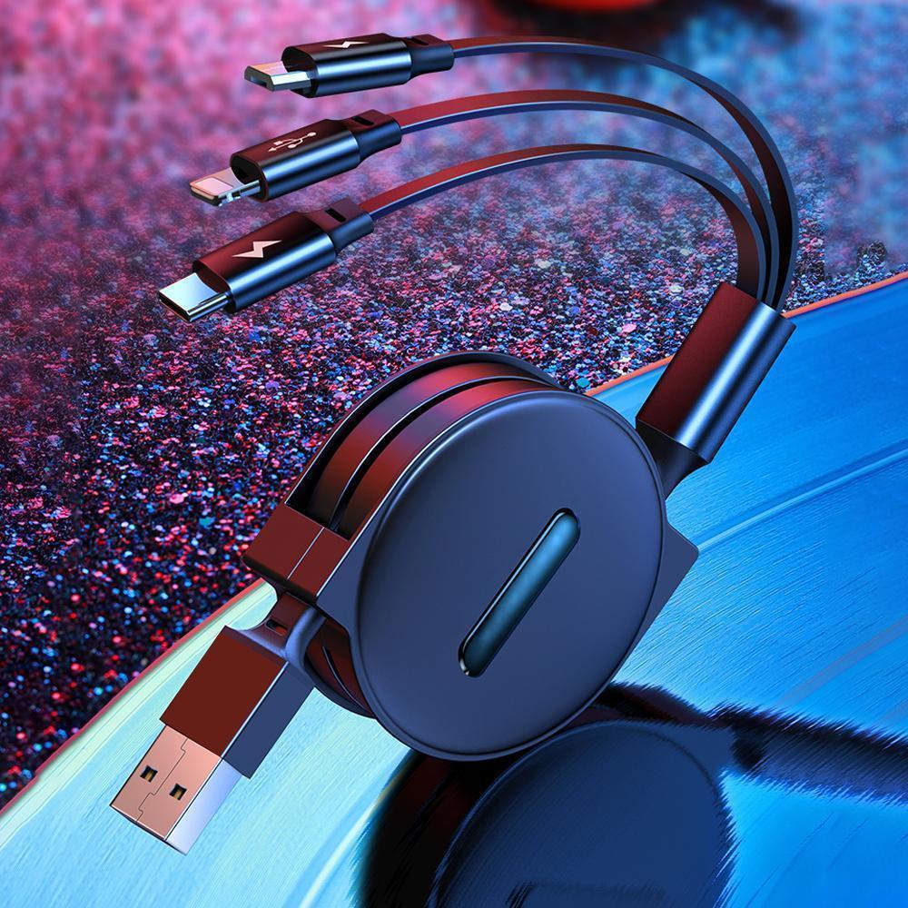 Frendorf | 3-1 Verlängerbares Ladekabel für IOS, Micro und Type-c