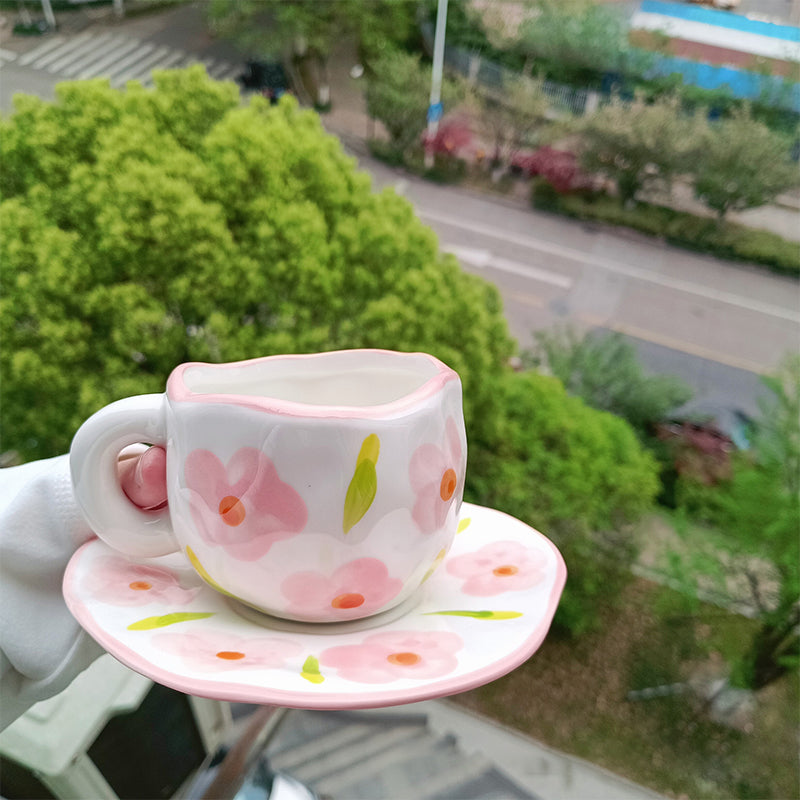 Frendorf | Handbemalte kreative Kaffeetasse, Keramiktasse und Unterteller-Set