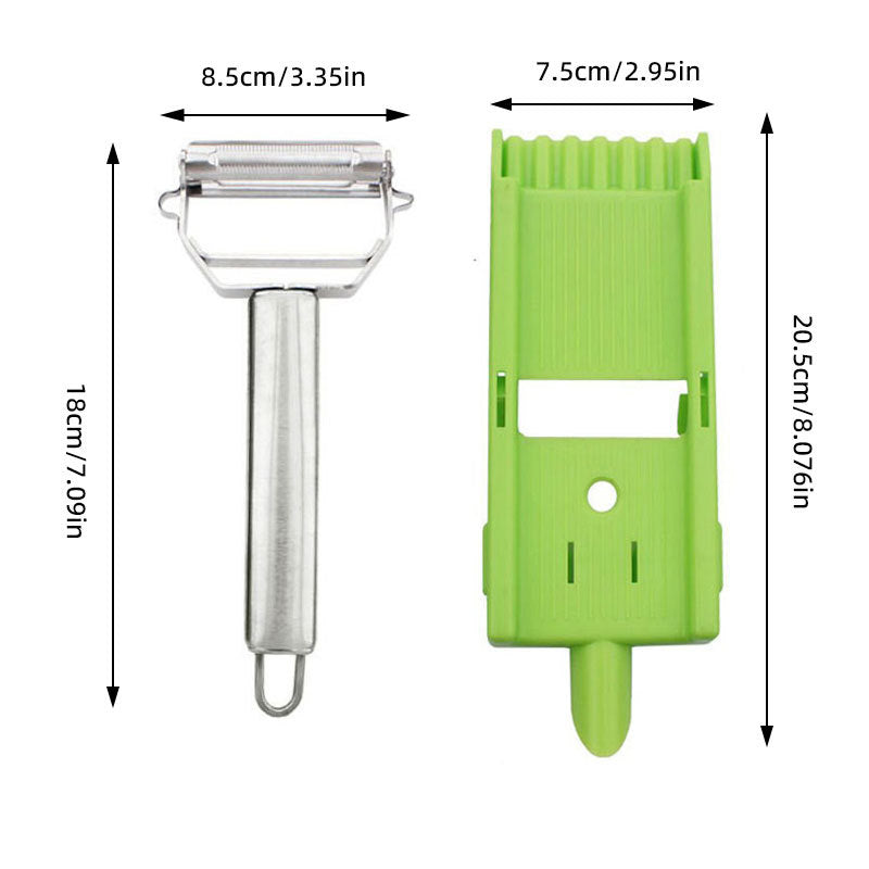 Frendorf | 2-in-1 Gemüseschneider & -slicer, Multi-Doppelmesser-Schäler