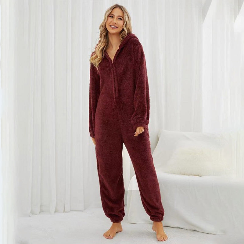 Frendorf | Plüsch-Fleece-Strampler, einteiliger Pyjama für Damen