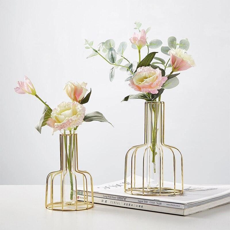 Frendorf | VaseTech Testrohr-Vase mit Metallständer | Modernes Design | Minimalistische Dekoration für Zuhause & Büro