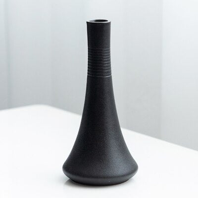 Frendorf | ObsidianWave Strukturierte Keramikvasen in Nacht-Schwarz | Modernes Design | Perfekte Dekoration für Zuhause