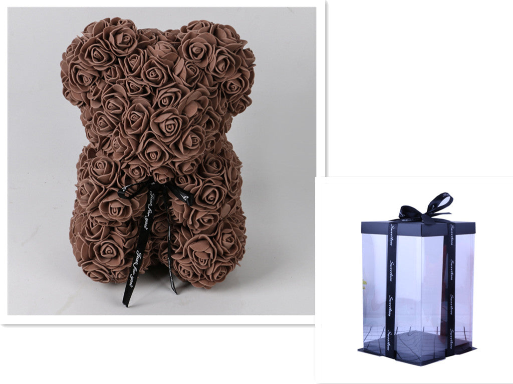 Frendorf | Valentinstag Geschenk Rose Bär Ewige Blume Rose Teddybär PE Schaum Bär 25cm Valentinstag