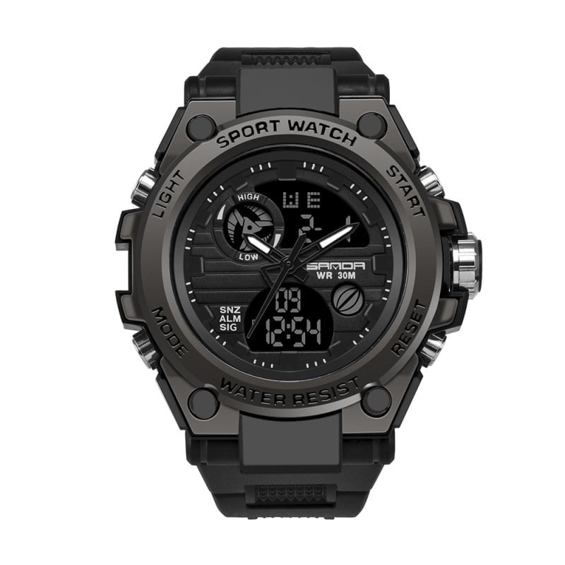Frendorf | Sportliche Dual-Display Mode Multifunktionale wasserdichte leuchtende Herrenarmbanduhr