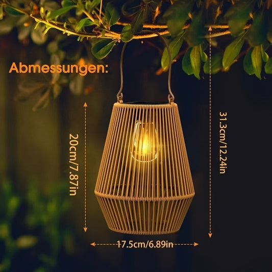 Frendorf | Boho Solar Pendant Lamp Set – Nachhaltige Wicker Laternen für Garten und Balkon