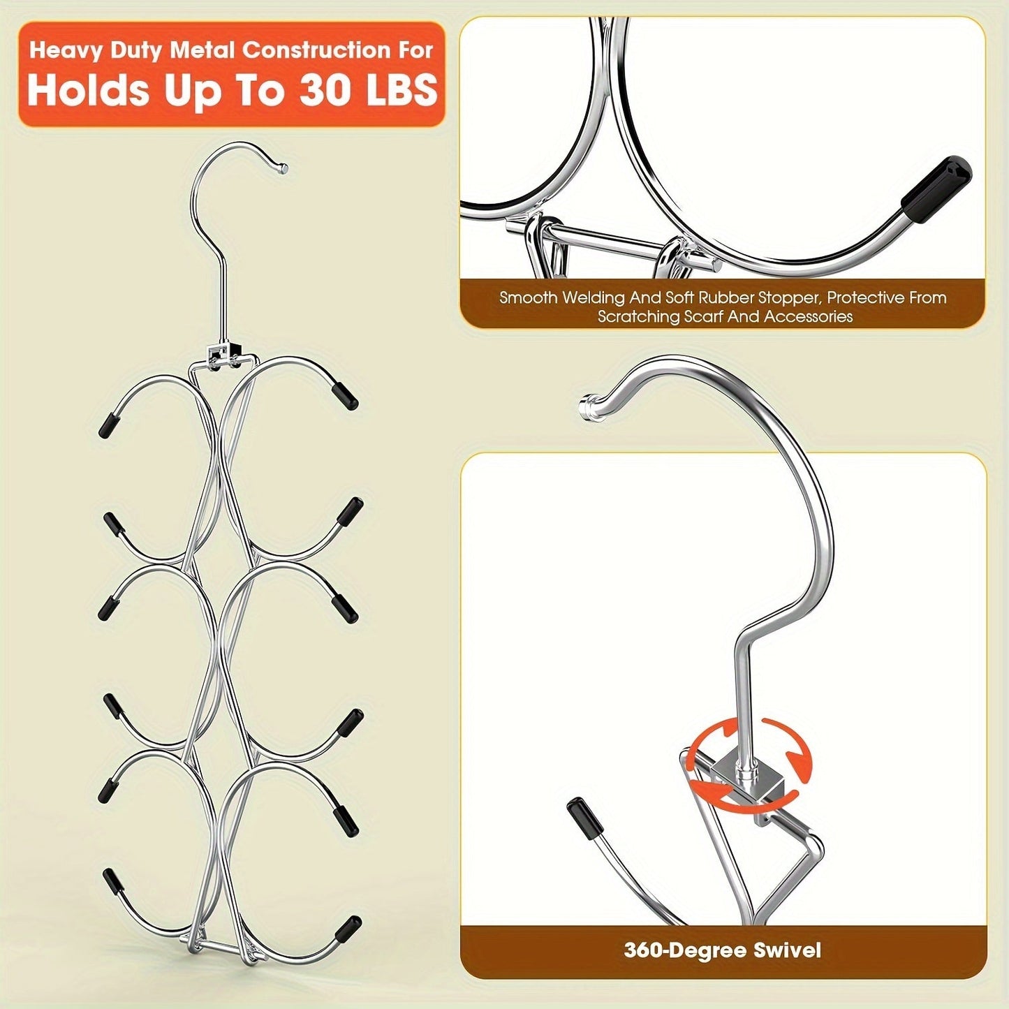 Multi-Hook Rutschfester Krawattenhalter – 360-Grad schwenkbarer Gürtelregal, platzsparender Organizer für Krawatten und Schals, ideal für Kleiderschrank und Garderobe, perfektes Geschenk für Männer