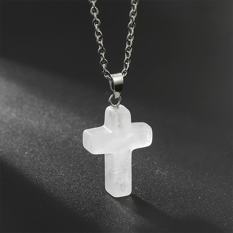 Frendorf | Halskette mit Kreuz aus natürlichen Edelsteinen – Seraphina