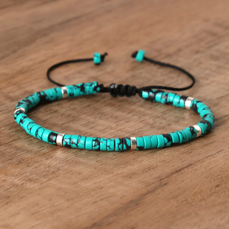 Frendorf | Geflochtenes Armband mit 2,4 mm Naturstein-Rollern – Seraphina