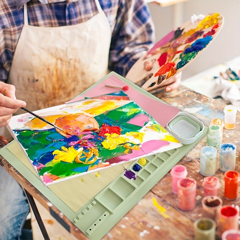 Frendorf | Silikonmalerei Matte mit Palette und Pinselhalter – Langlebig und Flexibel