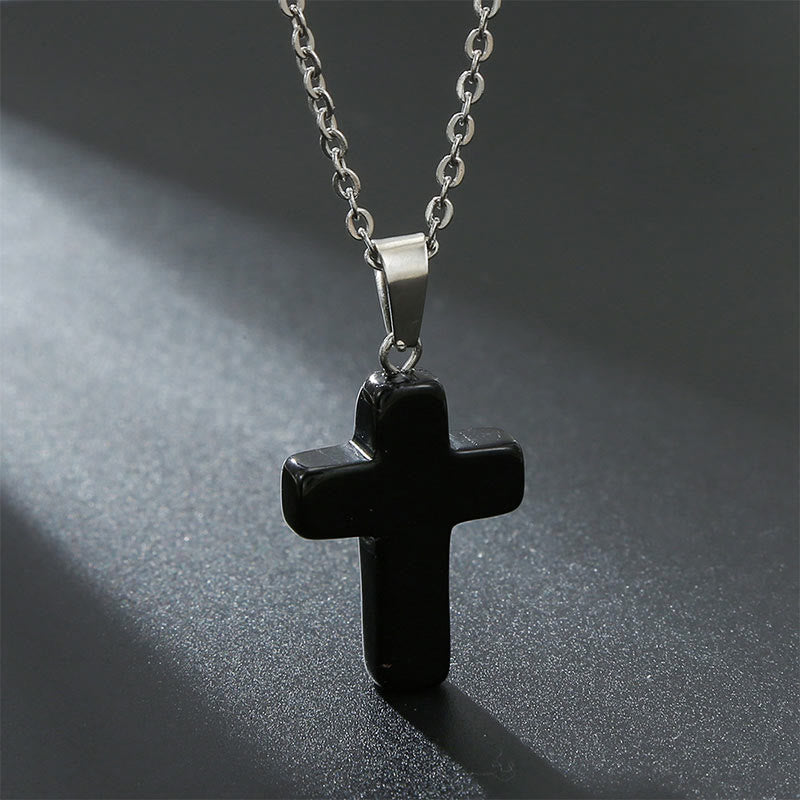 Frendorf | Halskette mit Kreuz aus natürlichen Edelsteinen – Seraphina