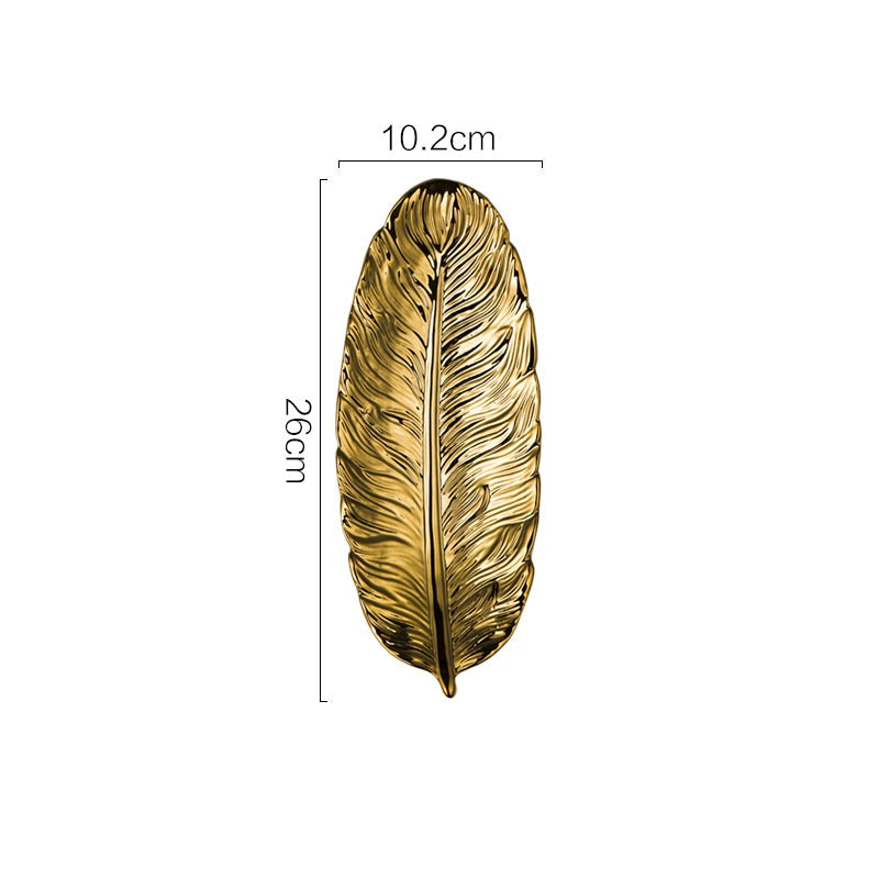 Nordic Light Luxury Stil auf goldener Federplatte Retro Schmuckplatte Aufbewahrung Platte Snack Platte Wohnkultur