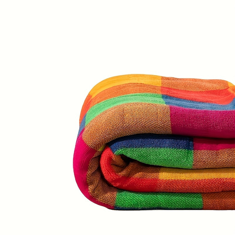Korallfleece-Decke – Wendbare dicke Sherpa-Decke mit buntem kariertem Muster