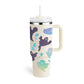 40 Oz Tumbler mit Griff Strohhalm isoliert
