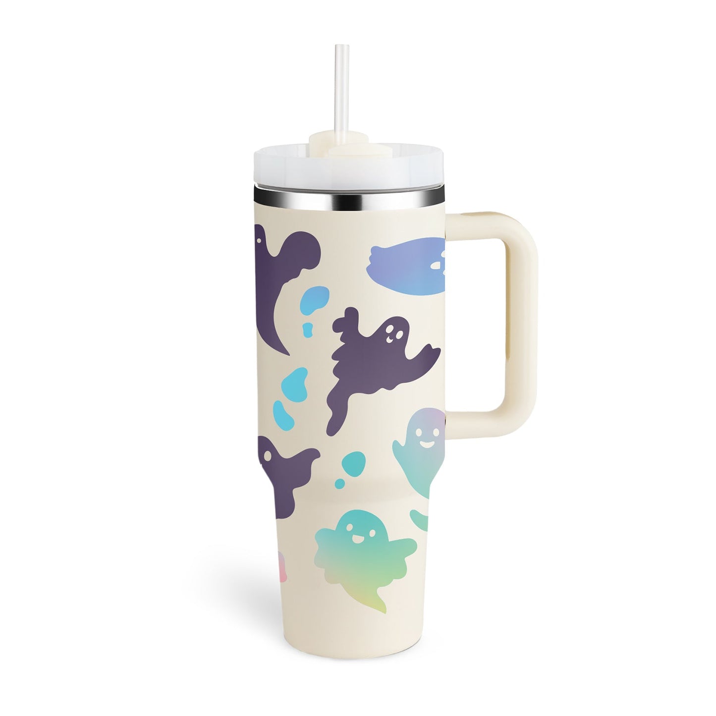 40 Oz Tumbler mit Griff Strohhalm isoliert