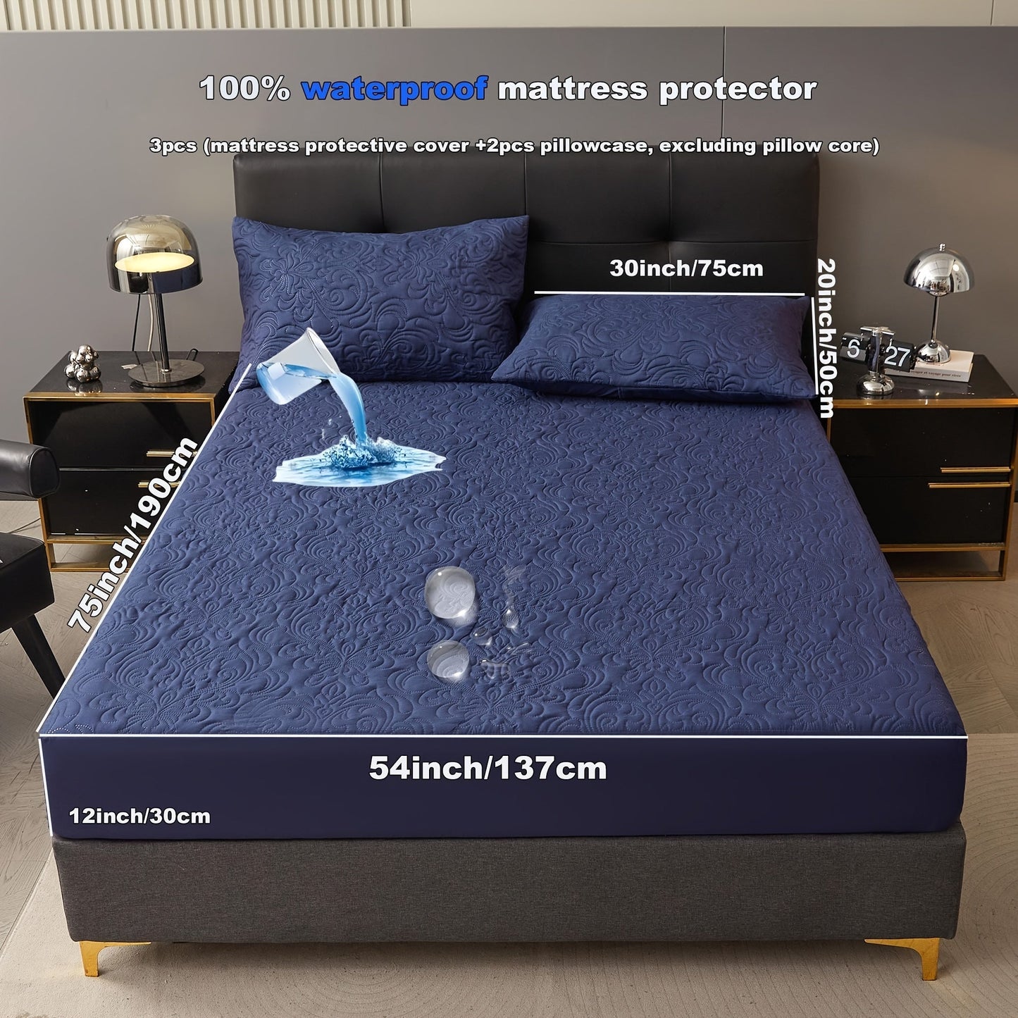 3-teiliger wasserdichter Matratzenschoner Set – Atmungsaktiv, Staubdicht, Rutschfest, Maschinenwaschbar, Spannbettlaken mit tiefem Pocket für alle Jahreszeiten