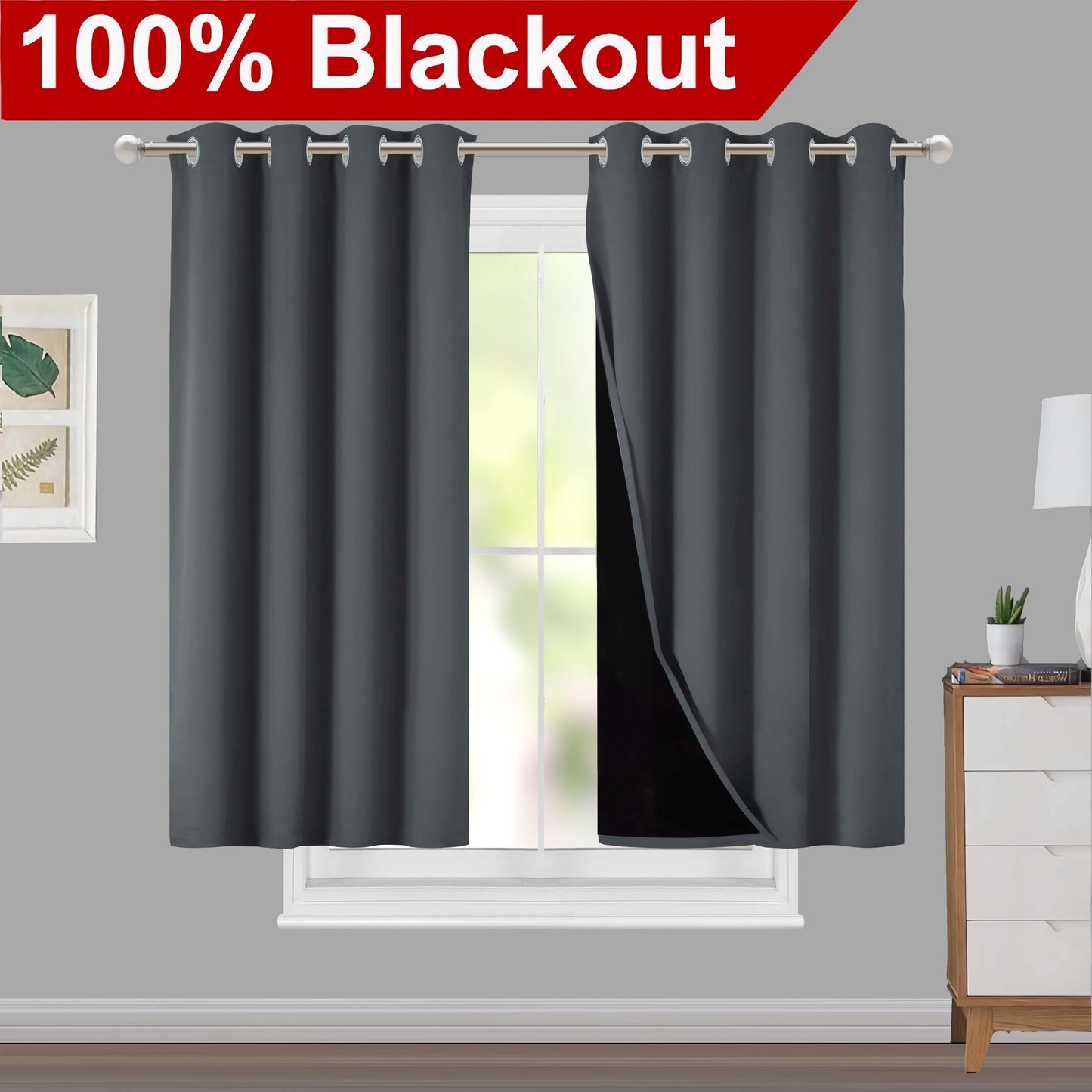 Klassische Blackout-Vorhänge mit Ösen – Thermisch isolierter, nicht bleichbarer Stoff für Wohnzimmer, Schlafzimmer, Küche, stilvolle Wohnkultur