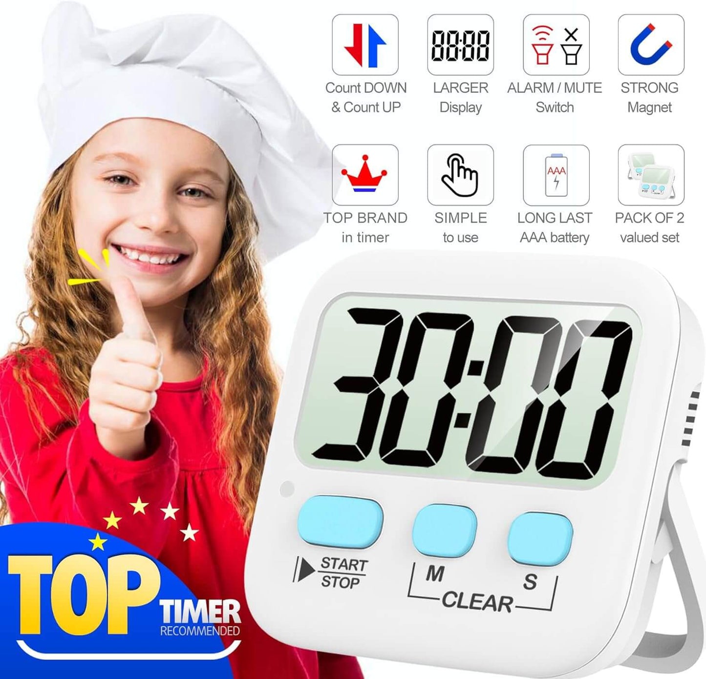 Frendorf | Pack Digitale Küchen-Timer mit Magnet