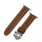 Frendorf | Luxuriöses Lederarmband mit Schmetterlingsverschluss und Rille für die Apple Watch