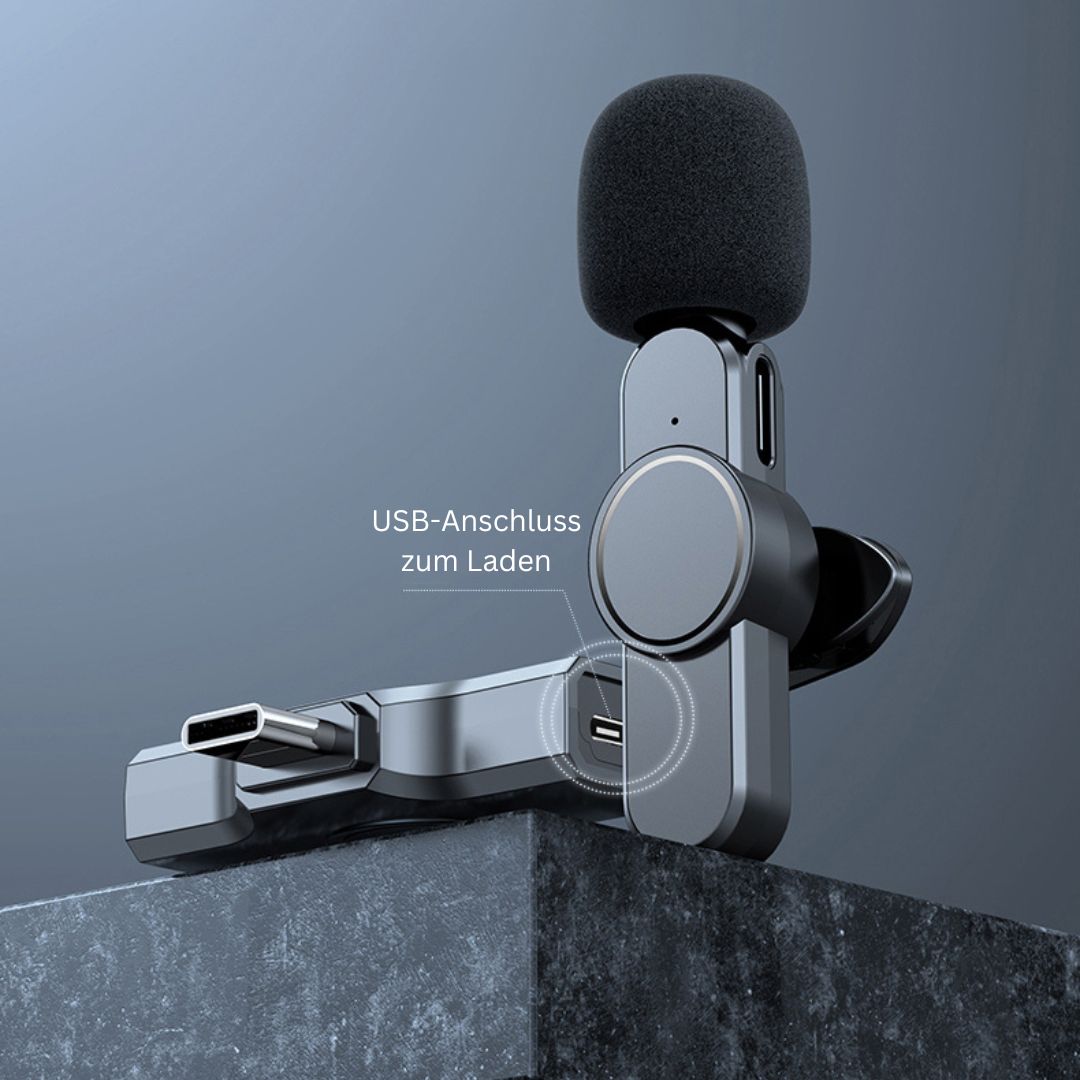 Frendorf | Kabelloses Mini-Mikrofon für Smartphone – Lavalier-Mikrofon mit Rauschunterdrückung & 10h Akku