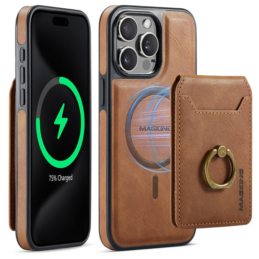 Frendorf | 2 in 1 abnehmbares Kartenetui magnetisches Wallet Lederhülle mit Ringhalter für iPhone