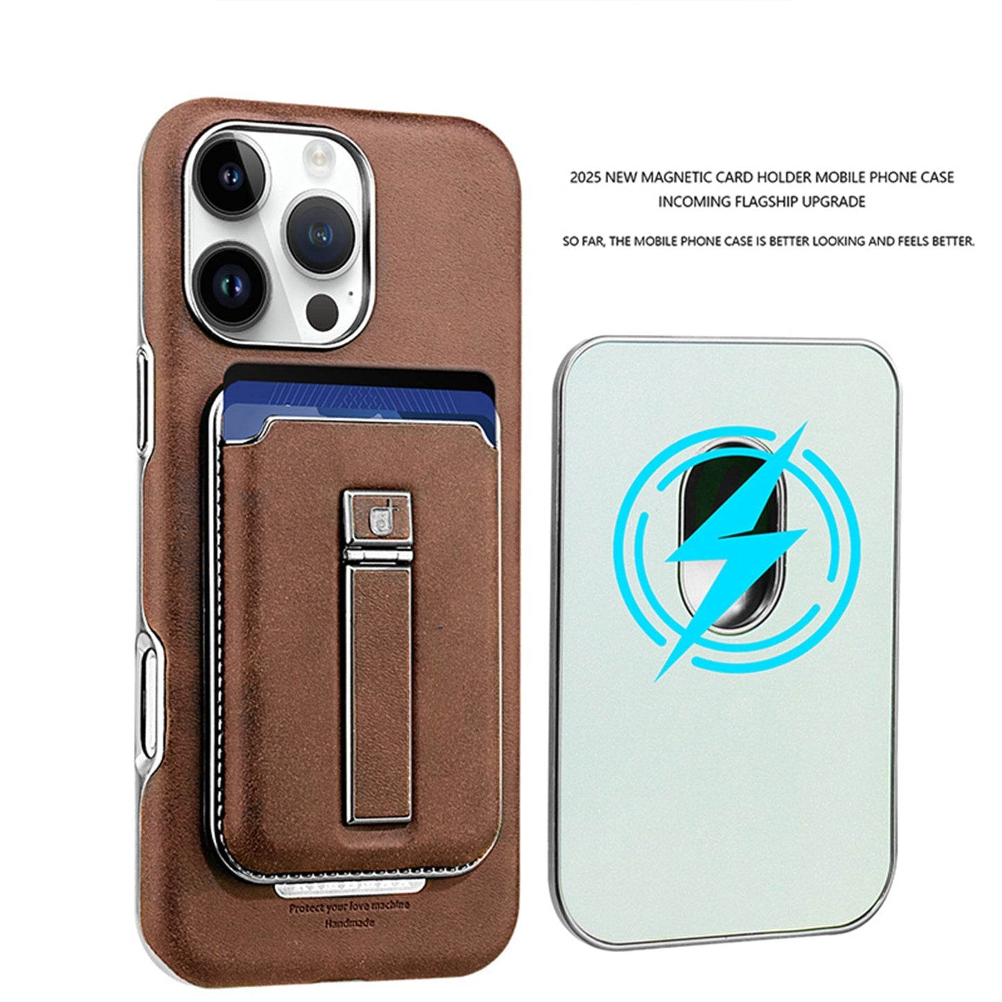 Frendorf | 2 in 1 abnehmbares magnetisches Lederhandycase mit Geldbörse, Kartenhalter und Halterung für iPhone