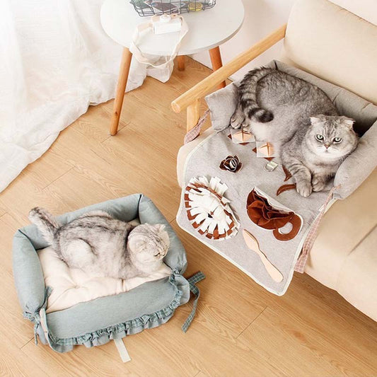 2 in 1 langsamer Futterspender Hunde Schnüffelmatte Bett
