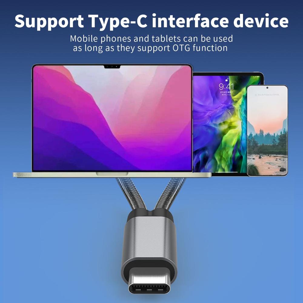 Frendorf | 2 in 1 USB Type C Kabel 60W PD Schnellladung OTG Adapter Konverter Daten Synchronisation Multifunktions