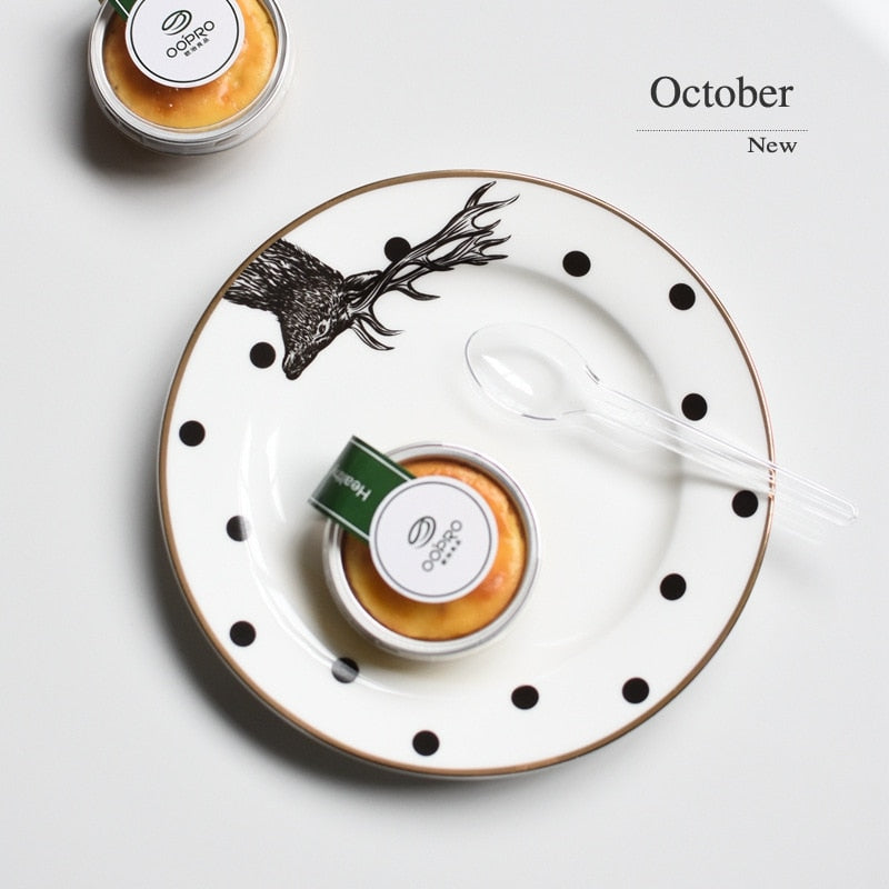 Frendorf | 2er Set 8 Zoll Tier Kombination Teller Keramikteller Musterteller