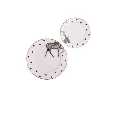 Frendorf | 2er Set 8 Zoll Tier Kombination Teller Keramikteller Musterteller