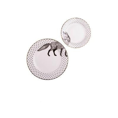 Frendorf | 2er Set 8 Zoll Tier Kombination Teller Keramikteller Musterteller