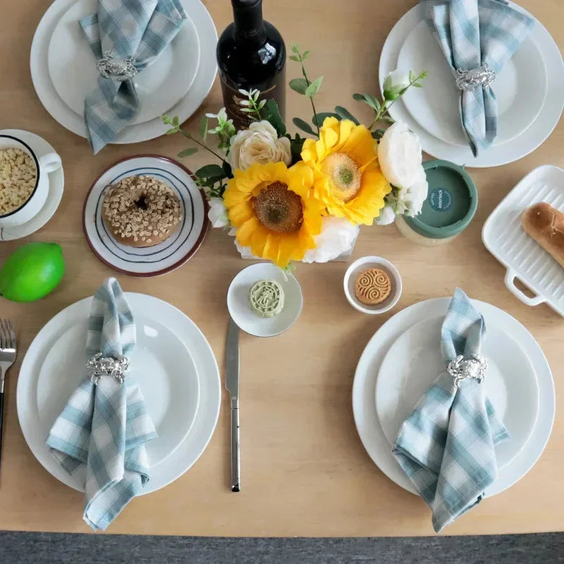 Frendorf | 2PCS Karierte Stoffserviette Quadratische Serviette Westen Serviette Nordischer Stil