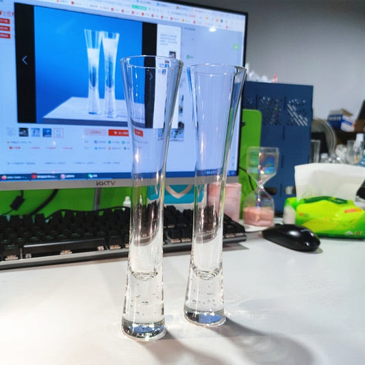 Frendorf | 2 Stück Hochzeit Champagnerflöten Glitzer Kristall Schlanke Taille Weinglas