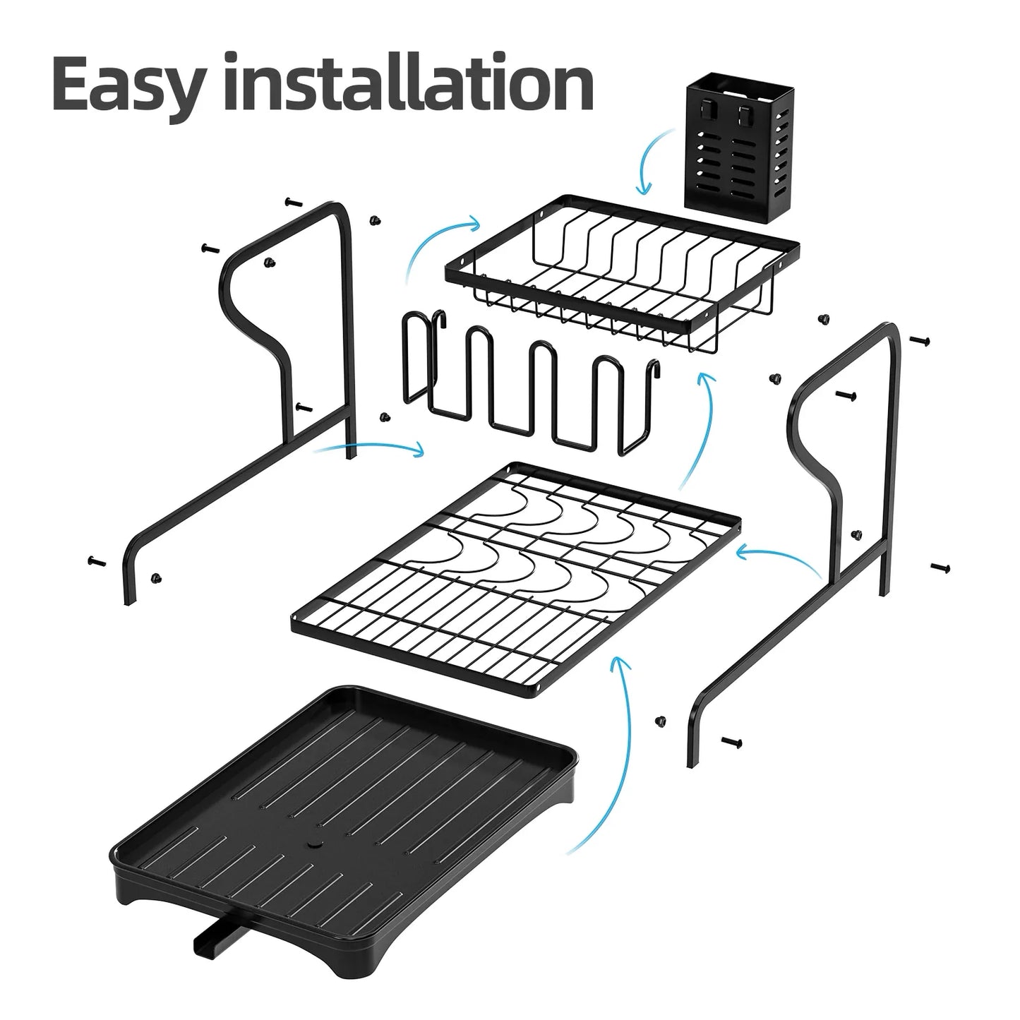 Frendorf | 2-Tier Metall Geschirr Trockengestell Mit Ablaufschale Küchenarbeitsplatte