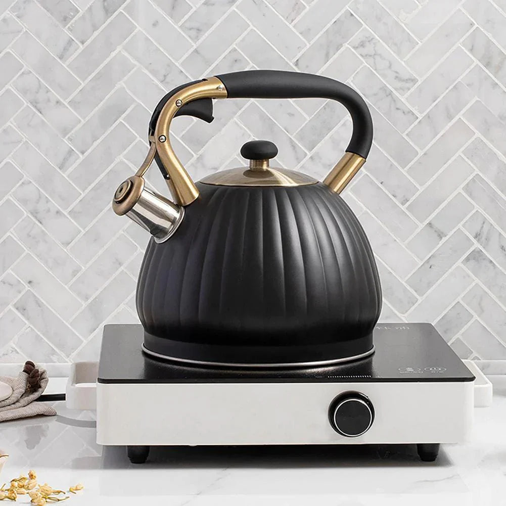 Frendorf | 3.5L Pfeifen Schwarze Kürbisform Teekessel