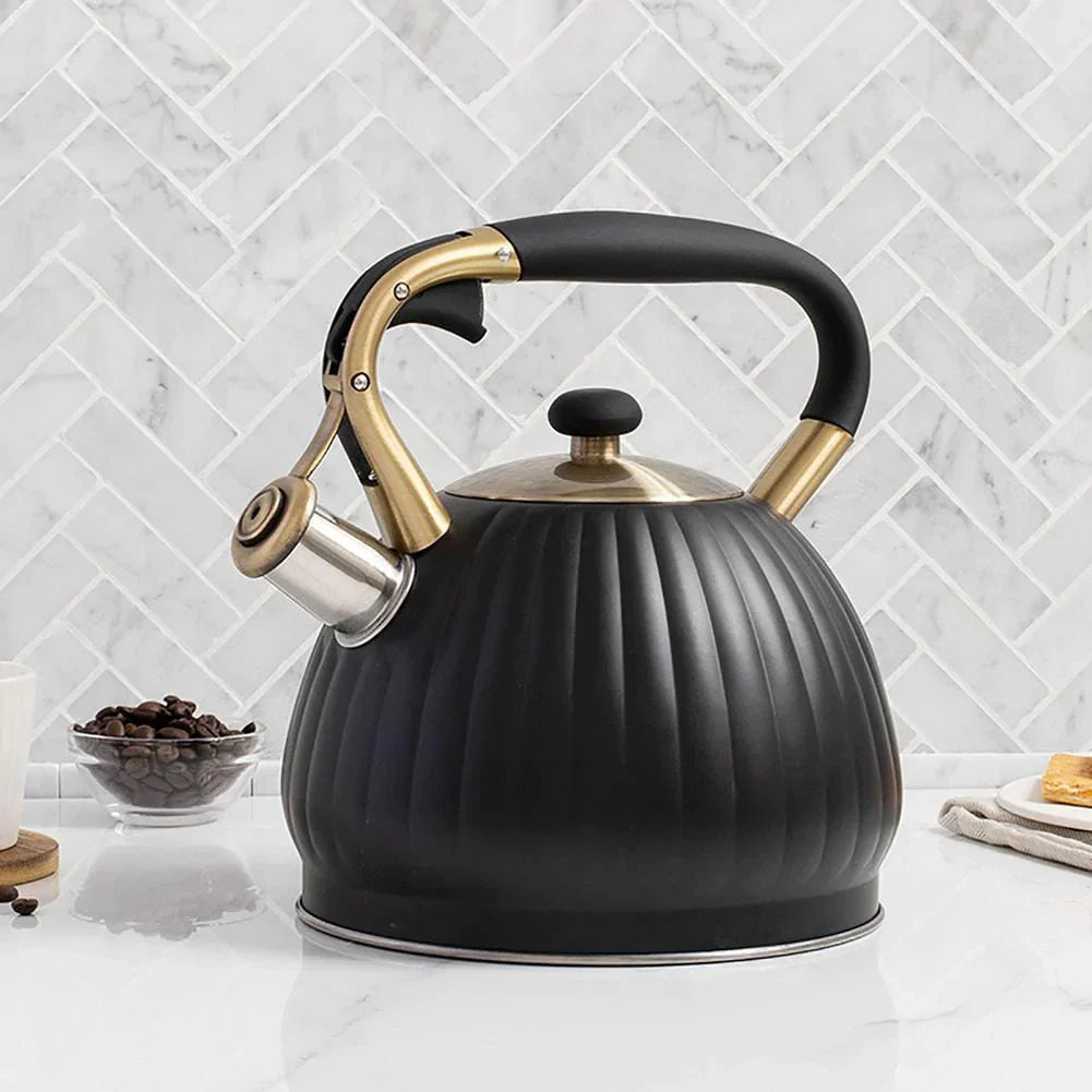 Frendorf | 3.5L Pfeifen Schwarze Kürbisform Teekessel