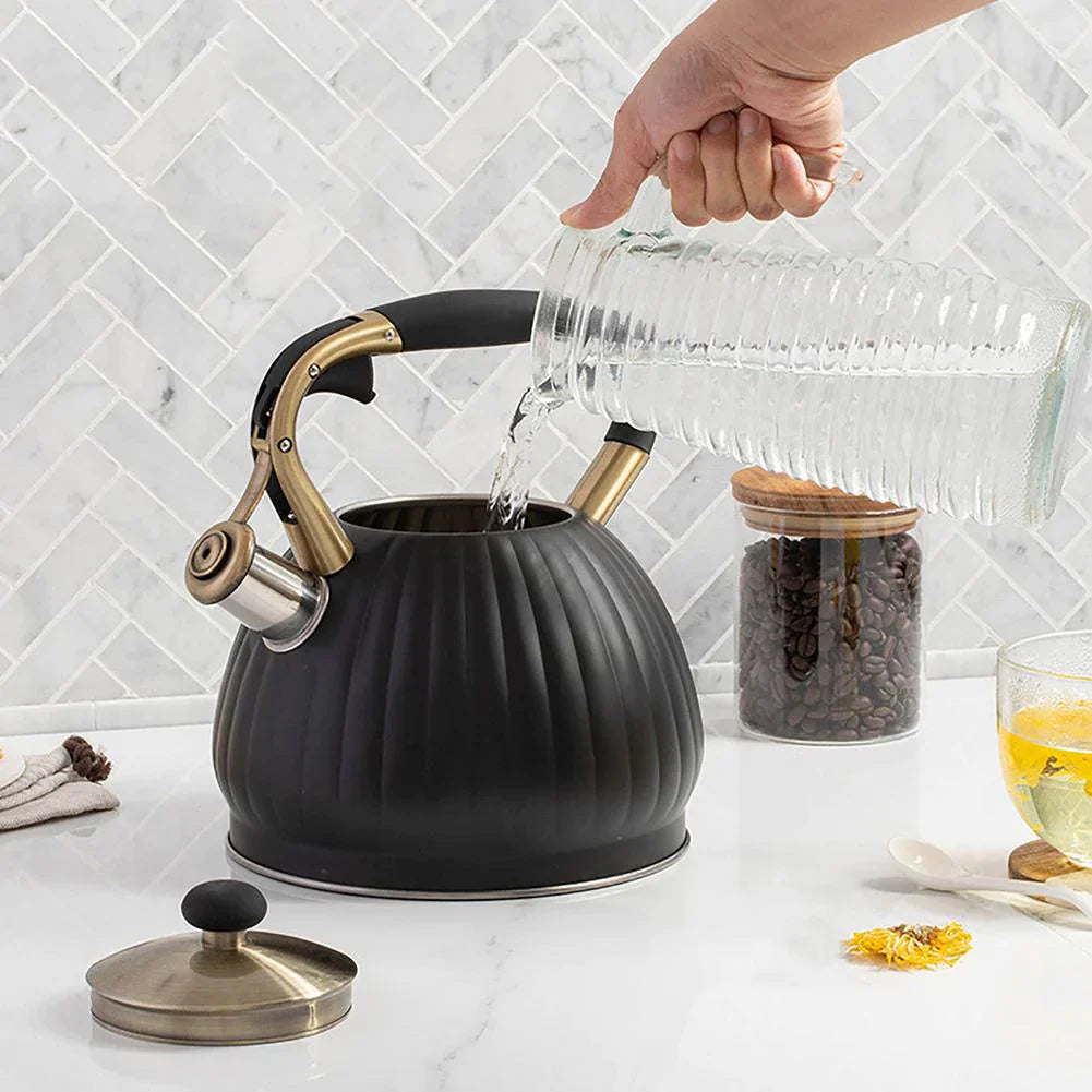 Frendorf | 3.5L Pfeifen Schwarze Kürbisform Teekessel