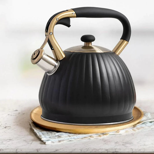 Frendorf | 3.5L Pfeifen Schwarze Kürbisform Teekessel
