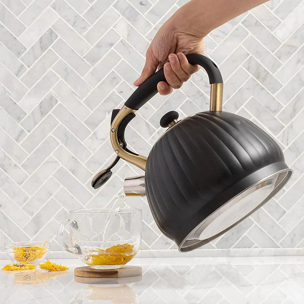 Frendorf | 3.5L Pfeifen Schwarze Kürbisform Teekessel