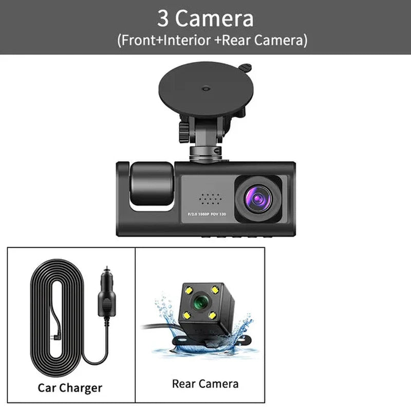 Frendorf | DriveGuard 1080P TriCam | Auto Dashcam | Drei Kameras | 24U Parküberwachung