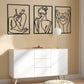 3-teiliges Set Minimalistische Abstrakte Frauenform Metallzeichen Nordic Style Wandkunst Wohn- und Schlafzimmer Dekor Schwarze Ausschnittdekoration