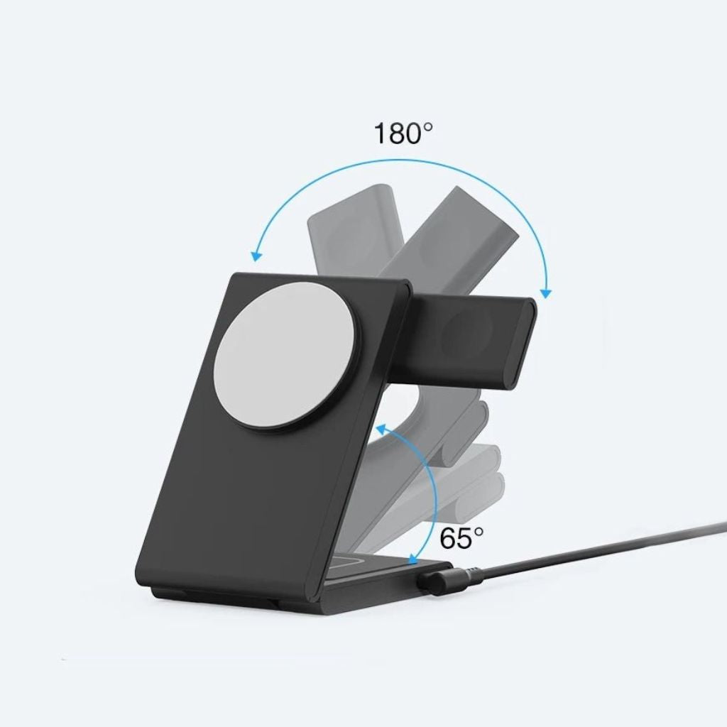 Frendorf | 3-in-1 Kompaktladegerät – Kabelloses Ladegerät für iPhone, Apple Watch und AirPods