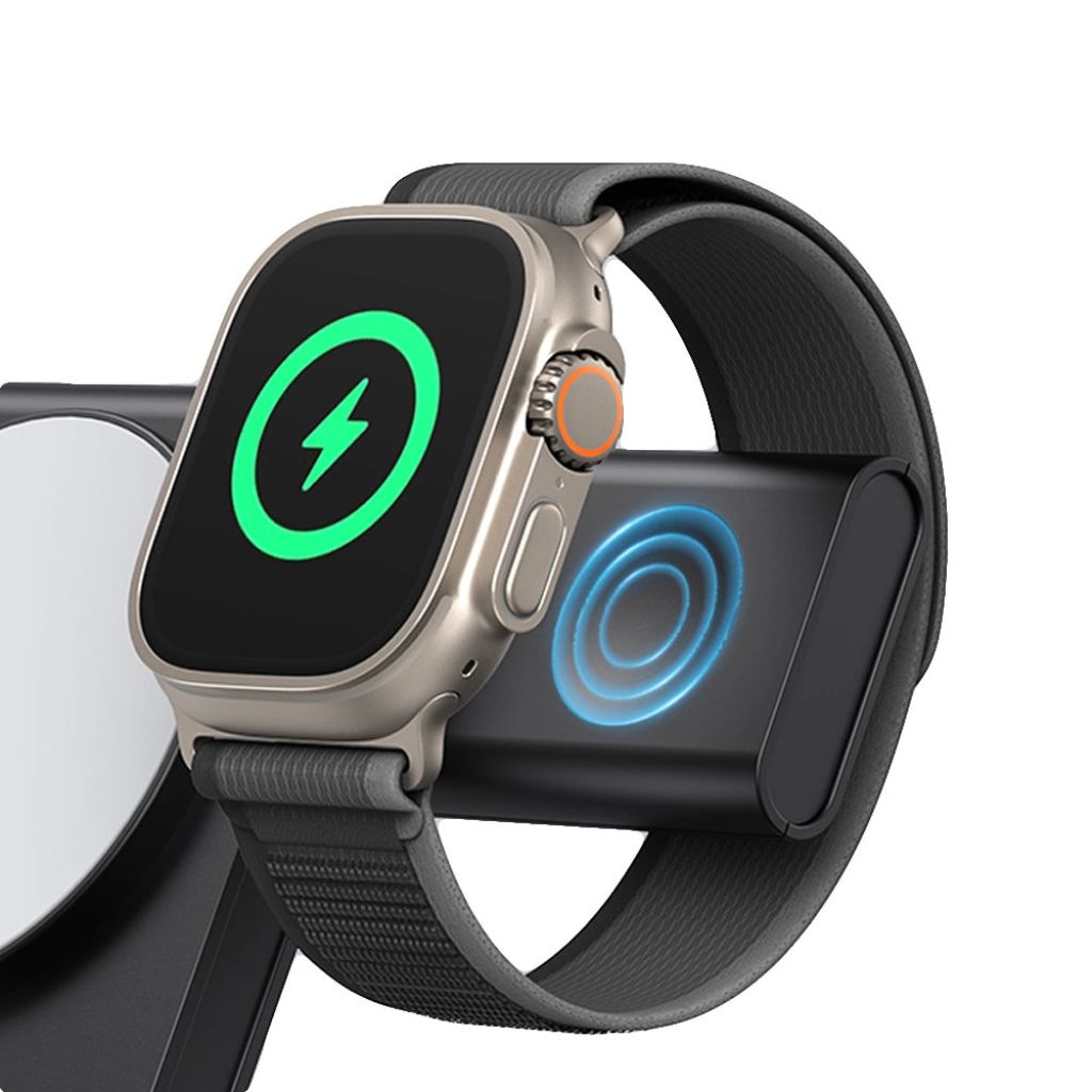 Frendorf | 3-in-1 Kompaktladegerät – Kabelloses Ladegerät für iPhone, Apple Watch und AirPods