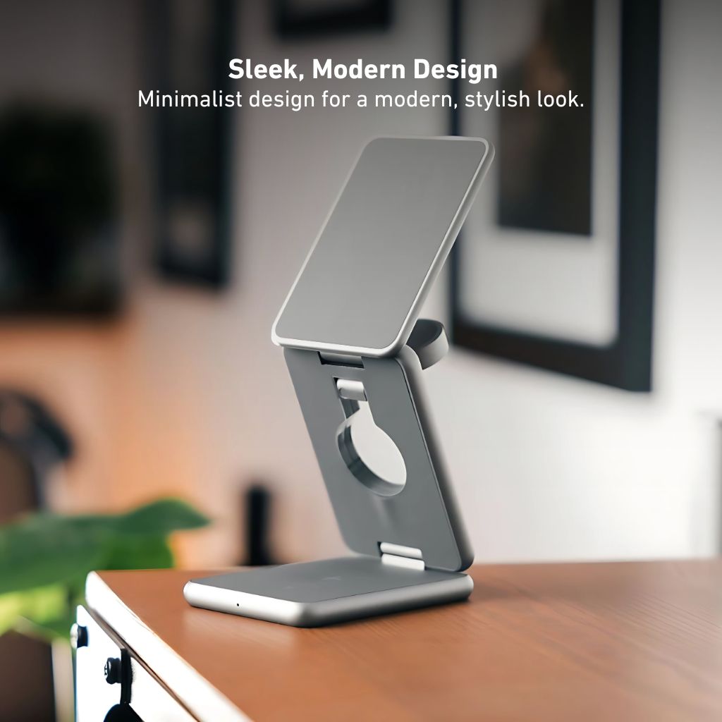 Frendorf | 3-in-1 Faltbare Drahtlose Ladestation – Reisefreundliches Ladegerät für Apple Geräte